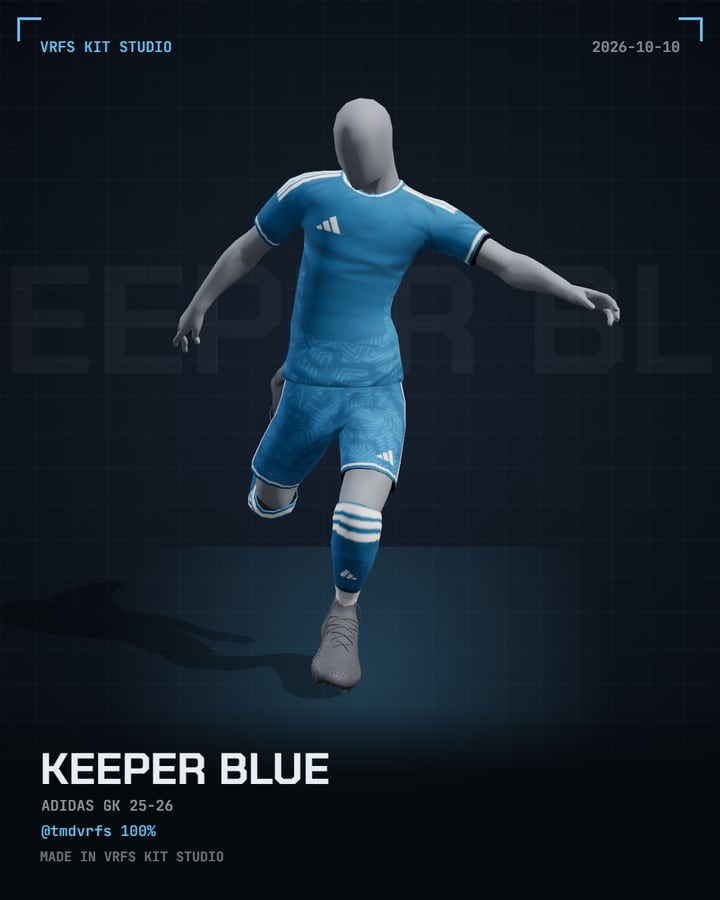 Blue goalkeeper kit on a 3D player